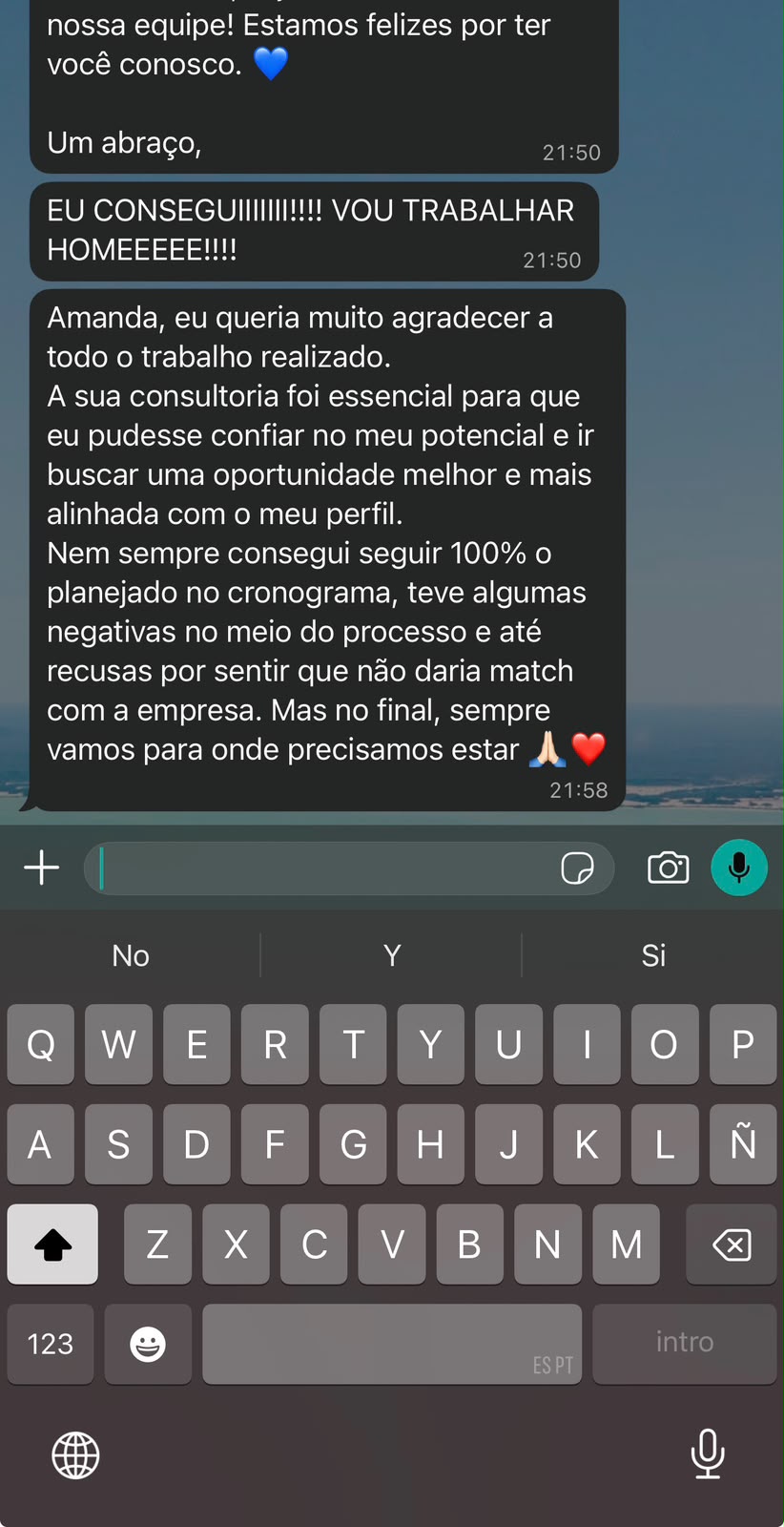 Depoimento de conquista de home office
