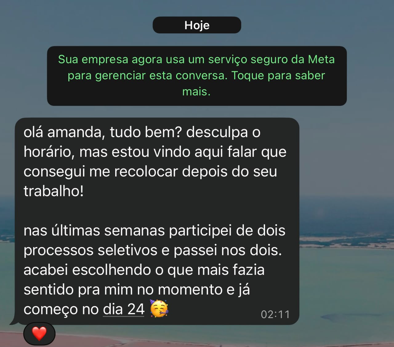 Depoimento de recolocação profissional